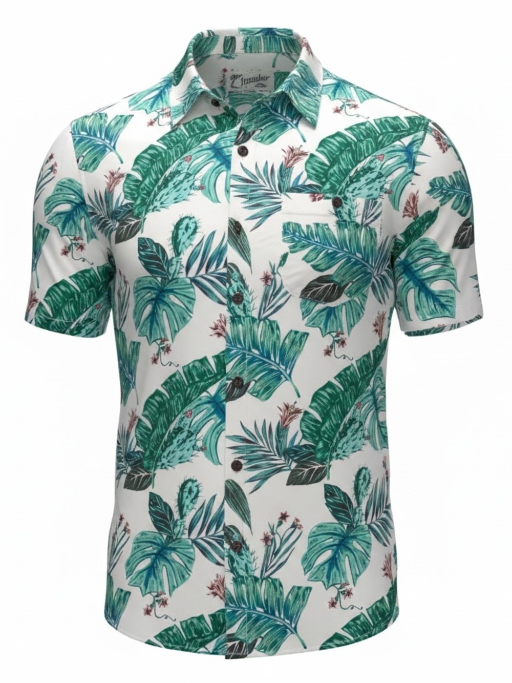 Howler Brothers White Short-Sleeve Tropical Leaf Button-Down